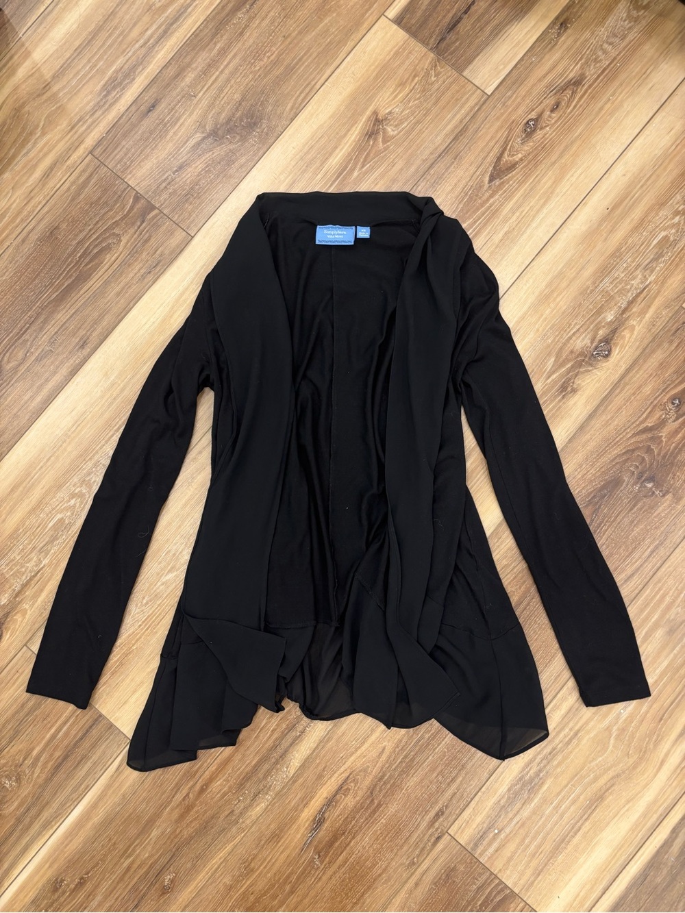 Simply Vera Vera Wang Black Open-Front Long Sleeve Cardigan XS